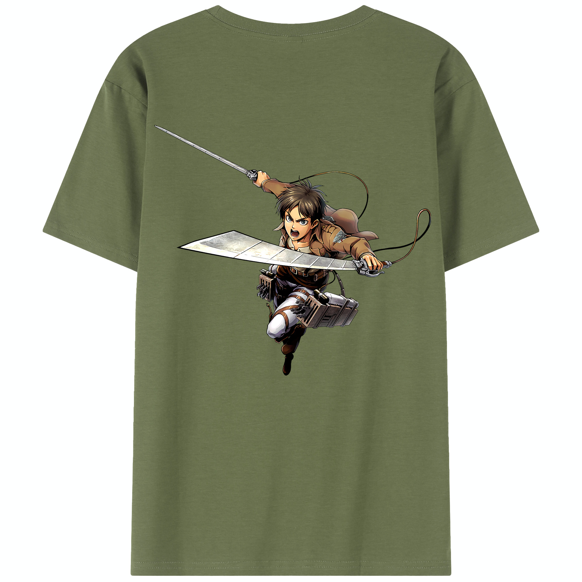 （画像用） 進撃の巨人 エレン･イェーガー Attack on Titan Eren Jäger 綿100％半袖Tシャツ（背面プリント）